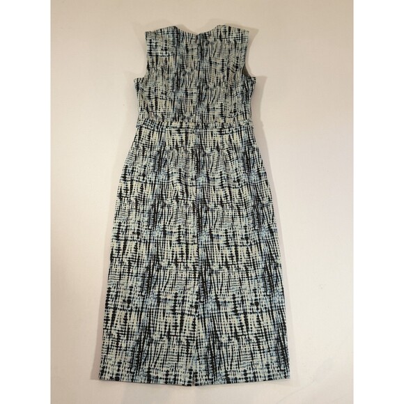 Diane Von Furstenberg DVF Blue Abstract Sheath Dress Size 10 Made in Portugal - Picture 10 of 15